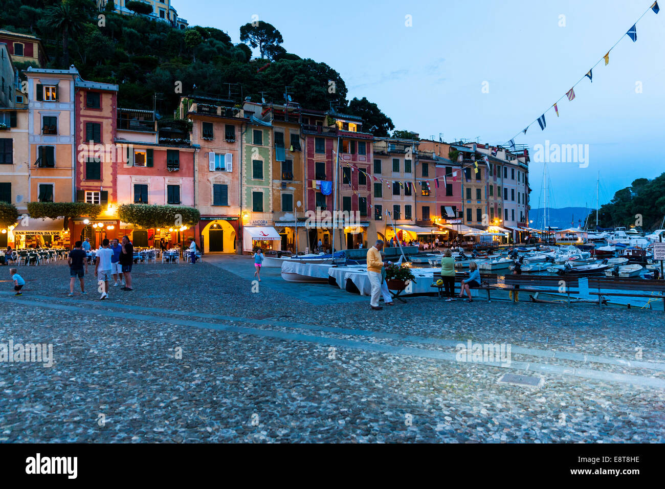 Porto al tramonto, Portofino Riviera Italiana, Golfo di Genova, liguria, Italy Foto Stock