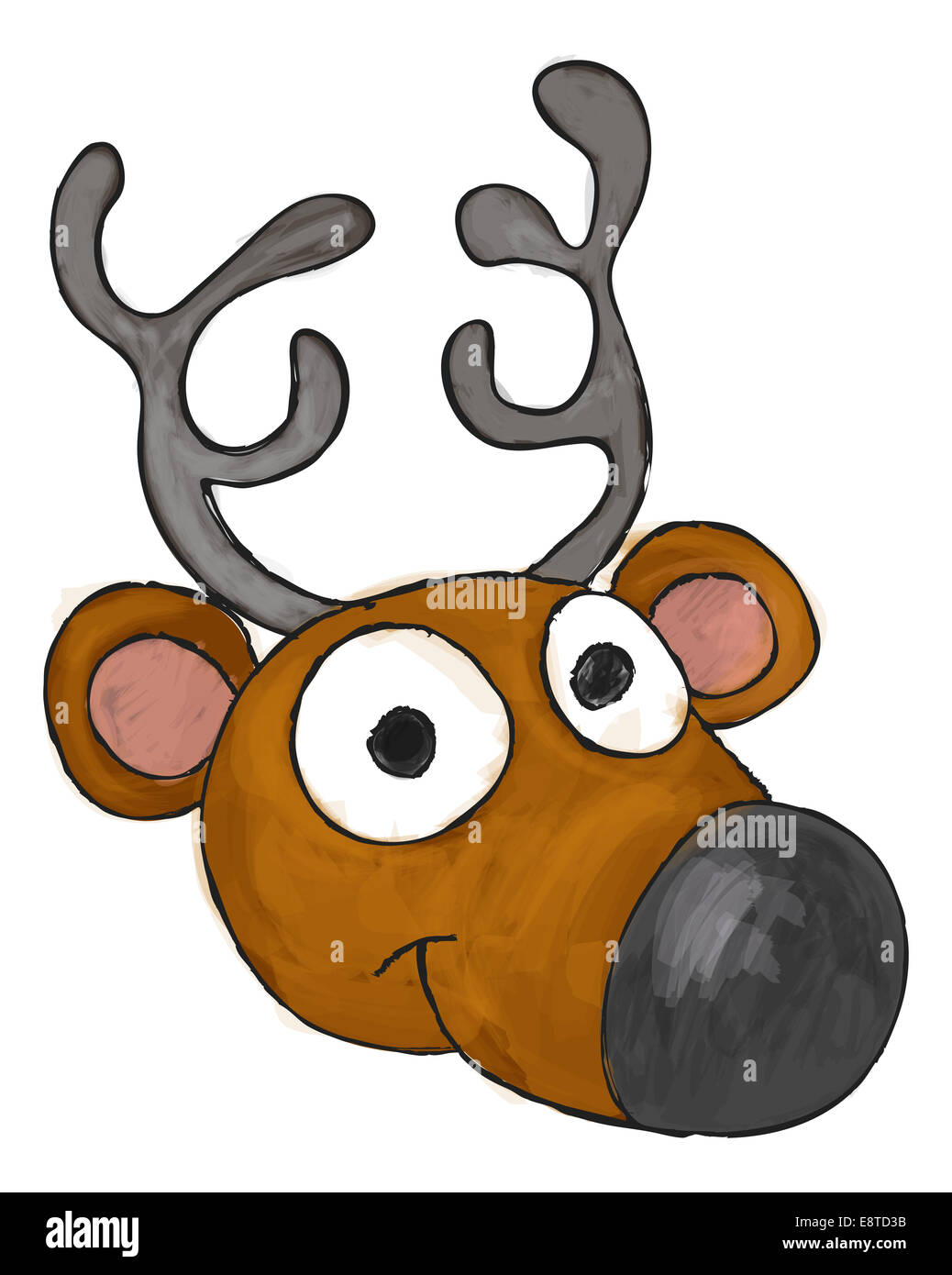 Una illustrazione di un cartoon carino natale renne testa Foto Stock