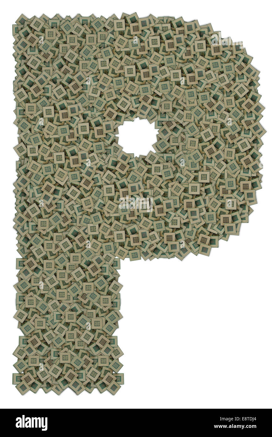 Con la lettera P è fatta di vecchio e sporco e microprocessori Foto Stock