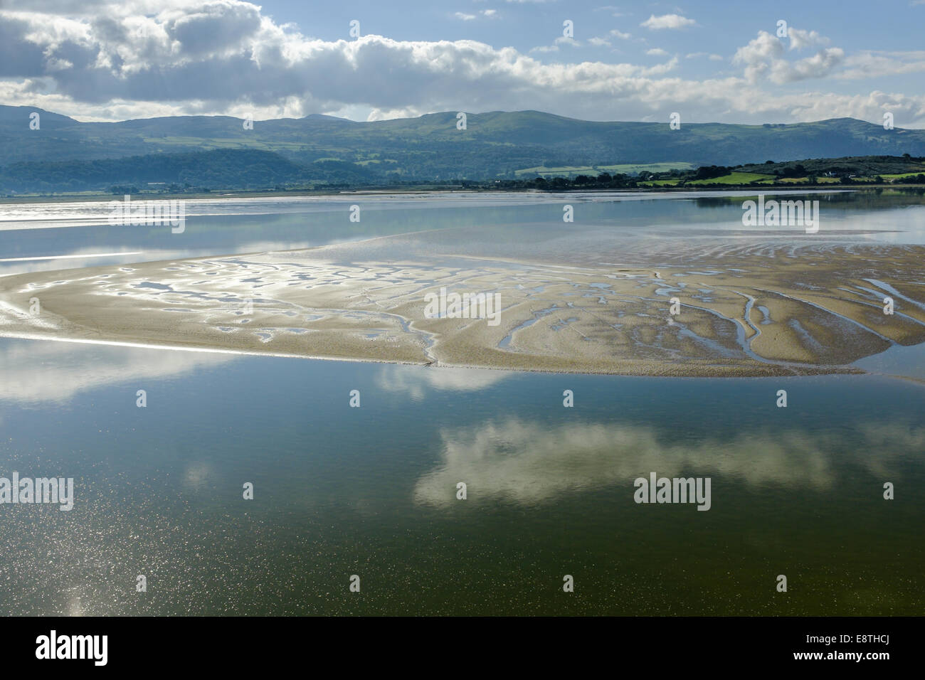 Vista su tutta la foce del fiume Dwyryd, Portmeirion, il Galles del Nord, 7 settembre 2014. Foto Stock