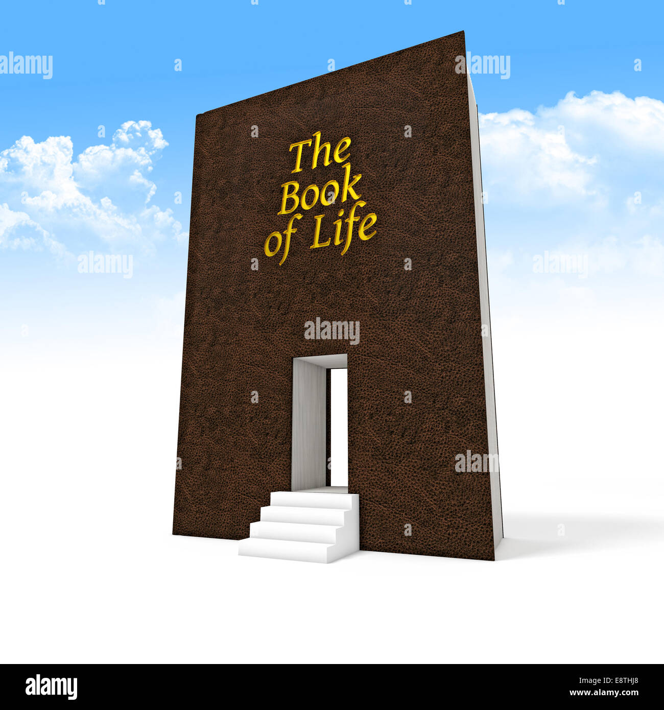 Immagine 3D di un enorme libro e 3d stair Foto Stock