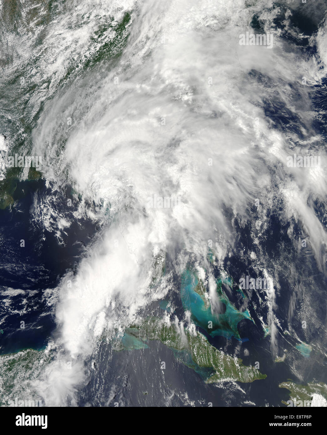 Tropical Storm Andrea, che si è formata il 6 giugno 2013, è stata la prima tempesta nominata della stagione degli uragani atlantici del 2013. Ha portato forti piogge e inondazioni in parti del sud-est degli Stati Uniti. Foto Stock