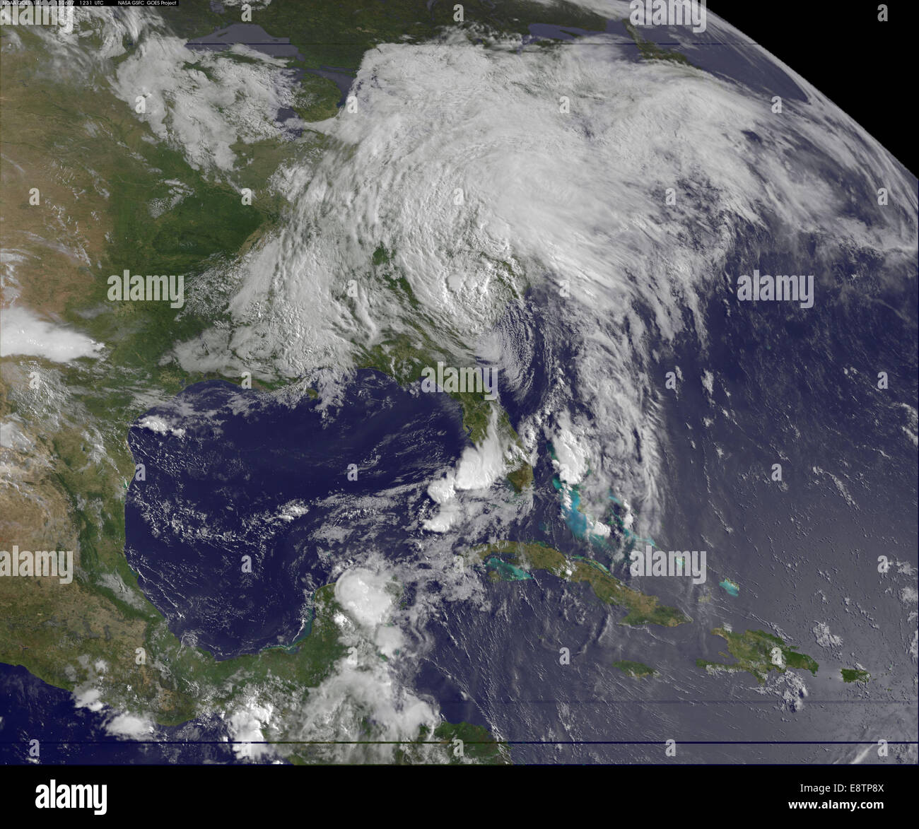 Tropical Storm Andrea si è formata il 7 giugno 2013, come la prima tempesta nominata della stagione degli uragani atlantici. Ha colpito parti del sud-est degli Stati Uniti, causando forti piogge e danni causati dal vento. Foto Stock