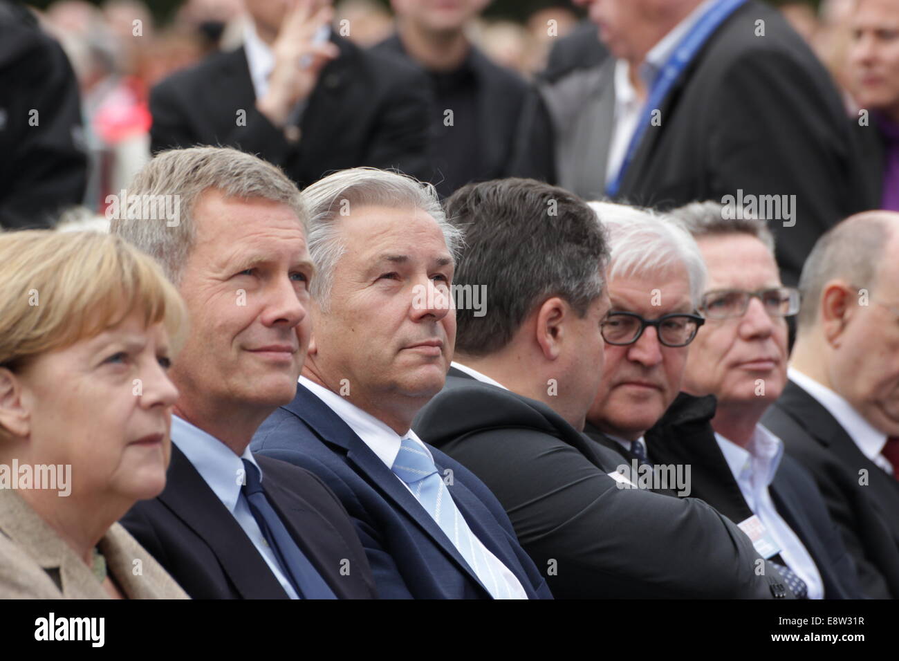 Il cancelliere Angela Merkel a protestare "stand up! Mai più antisemitismo!" il 14 settembre 2014 a Berlino, Germania Foto Stock