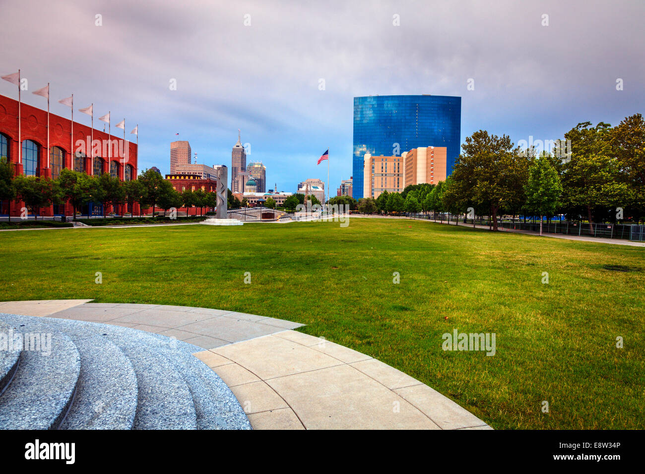 Indianapolis skyline al tramonto Foto Stock