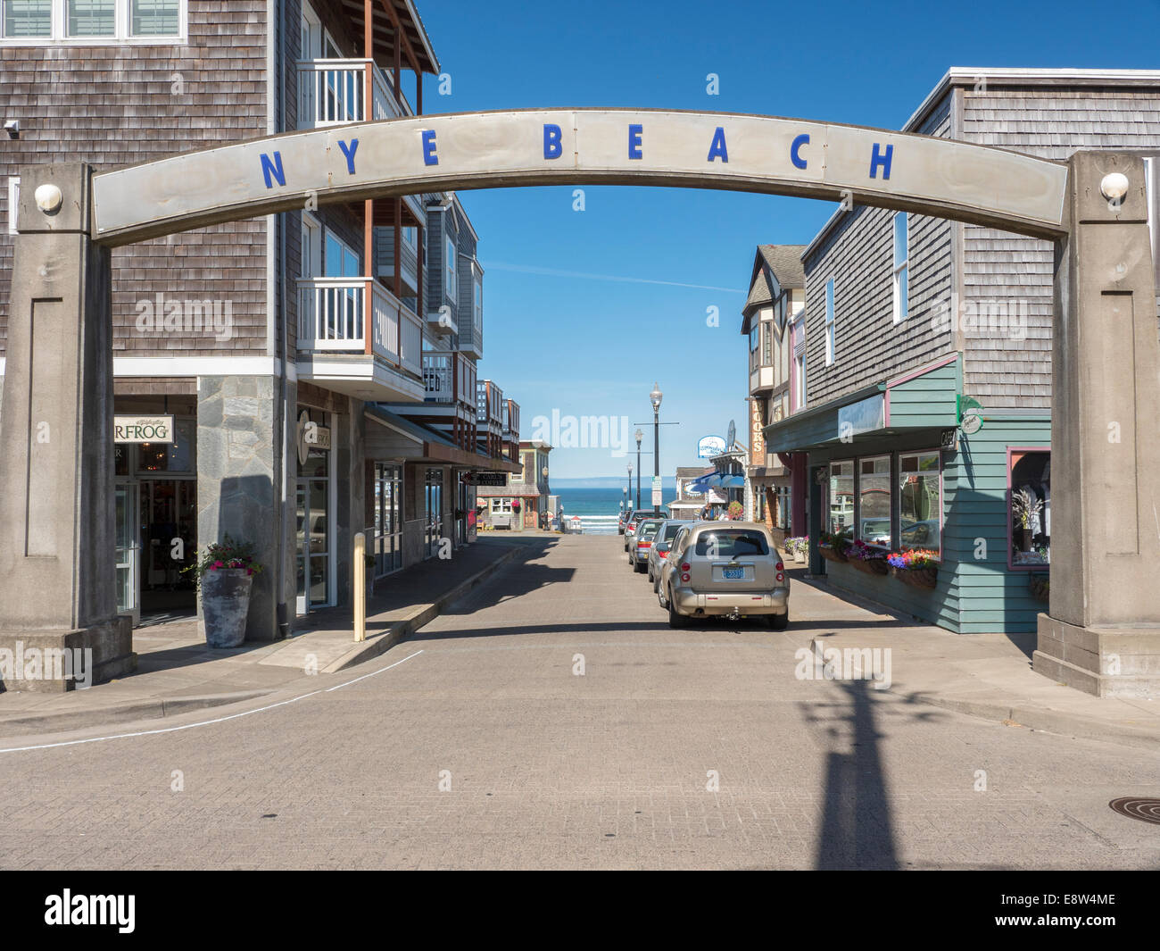 Nye Beach segno, Newport, Oregon Foto Stock