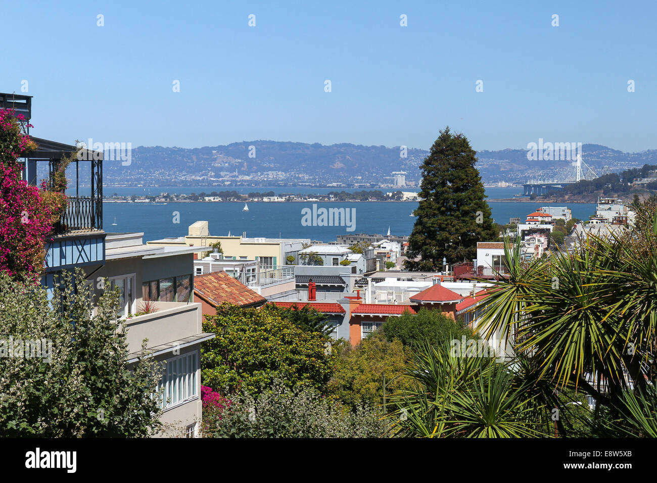 Vista da Lombard Street, Russian Hill, San Francisco, California Foto Stock