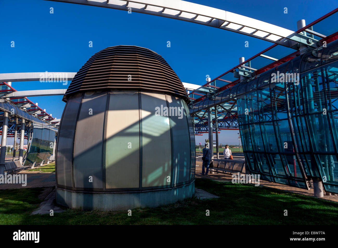 Letnany Stazione della Metropolitana, l'ultima stazione della linea C, finendo nei campi, Praga Repubblica Ceca, Europa Foto Stock