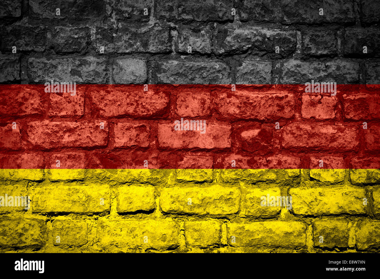 Bandiera della Germania o Tedesco banner sulla texture di mattoni Foto Stock