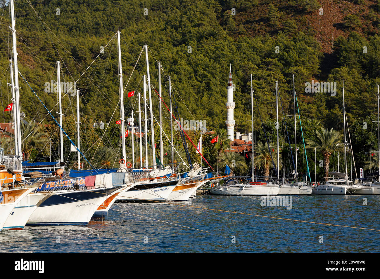 Marina in Göcek, Provincia di Mugla, Lycian Coast, Lycia, Egeo, Turchia Foto Stock