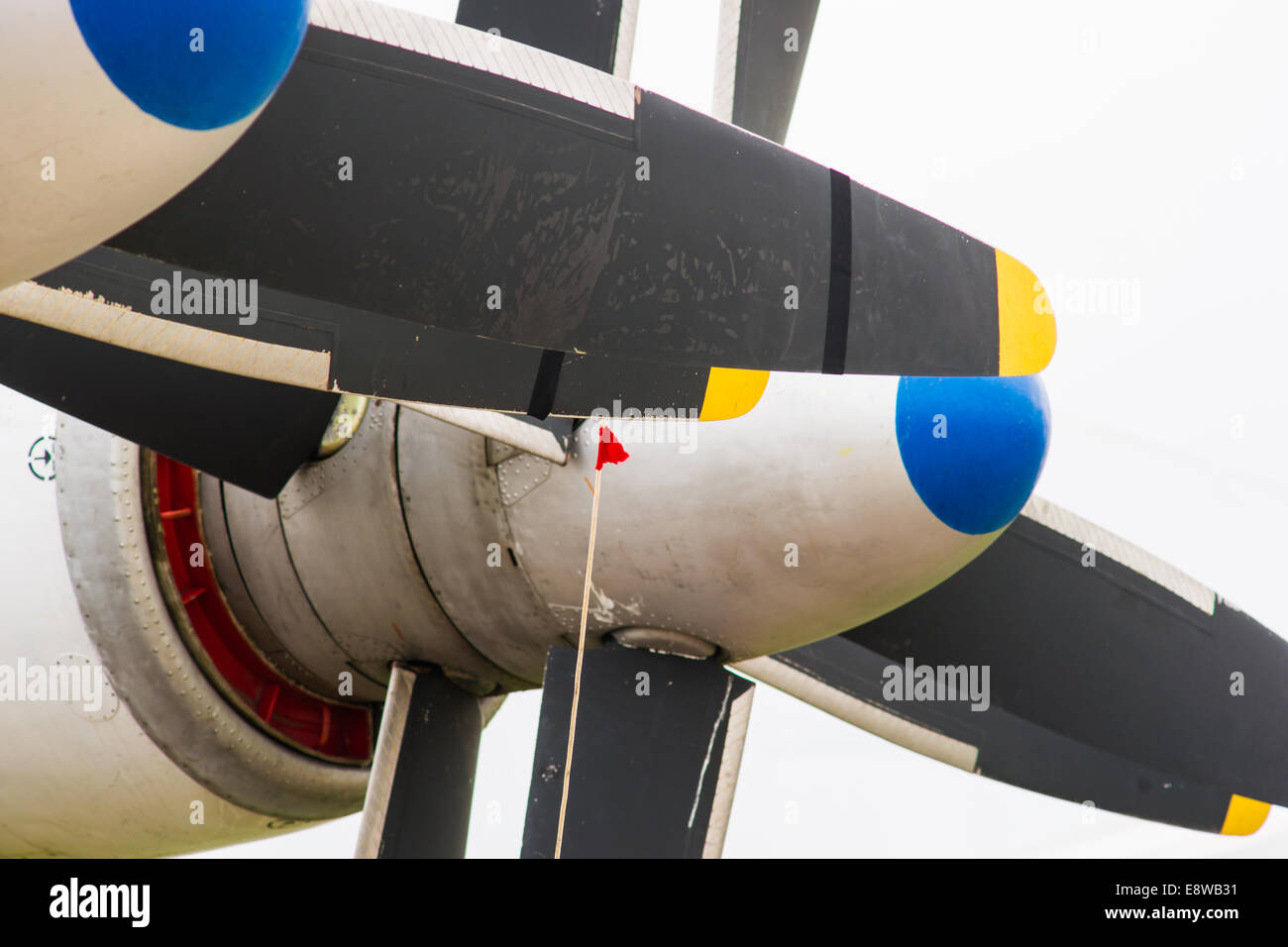 La raffinata arte di aviazione. Vista ingrandita di eliche di russo Air Force Tu-95 bombardiere strategico a Mosca Aerospace Show, 2013. Foto Stock