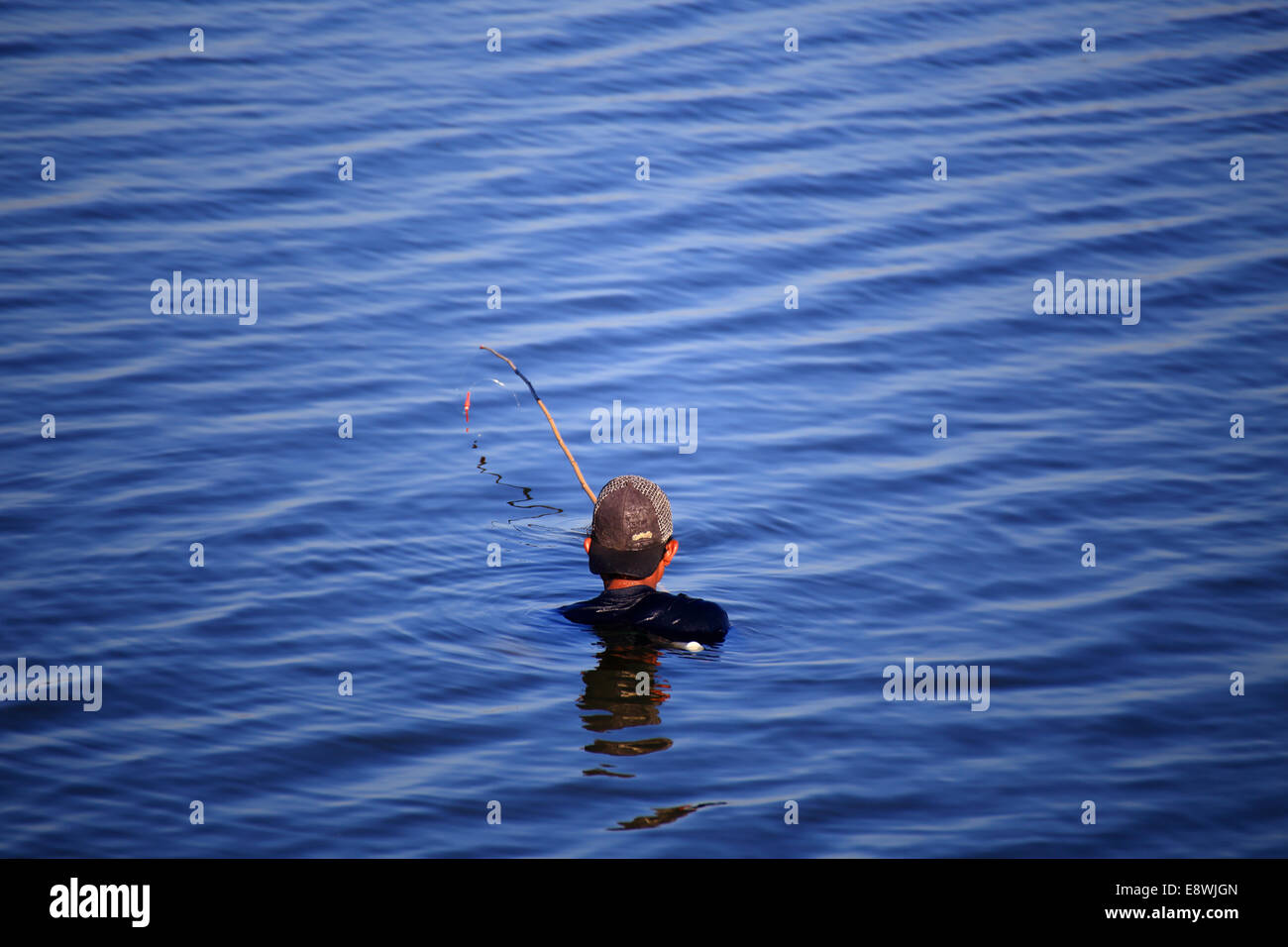 Pescatore birmano Foto Stock