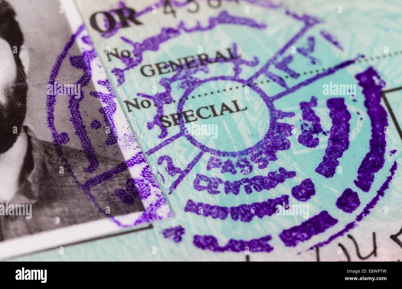 Timbro in Afghanistan passaporto close up Foto Stock