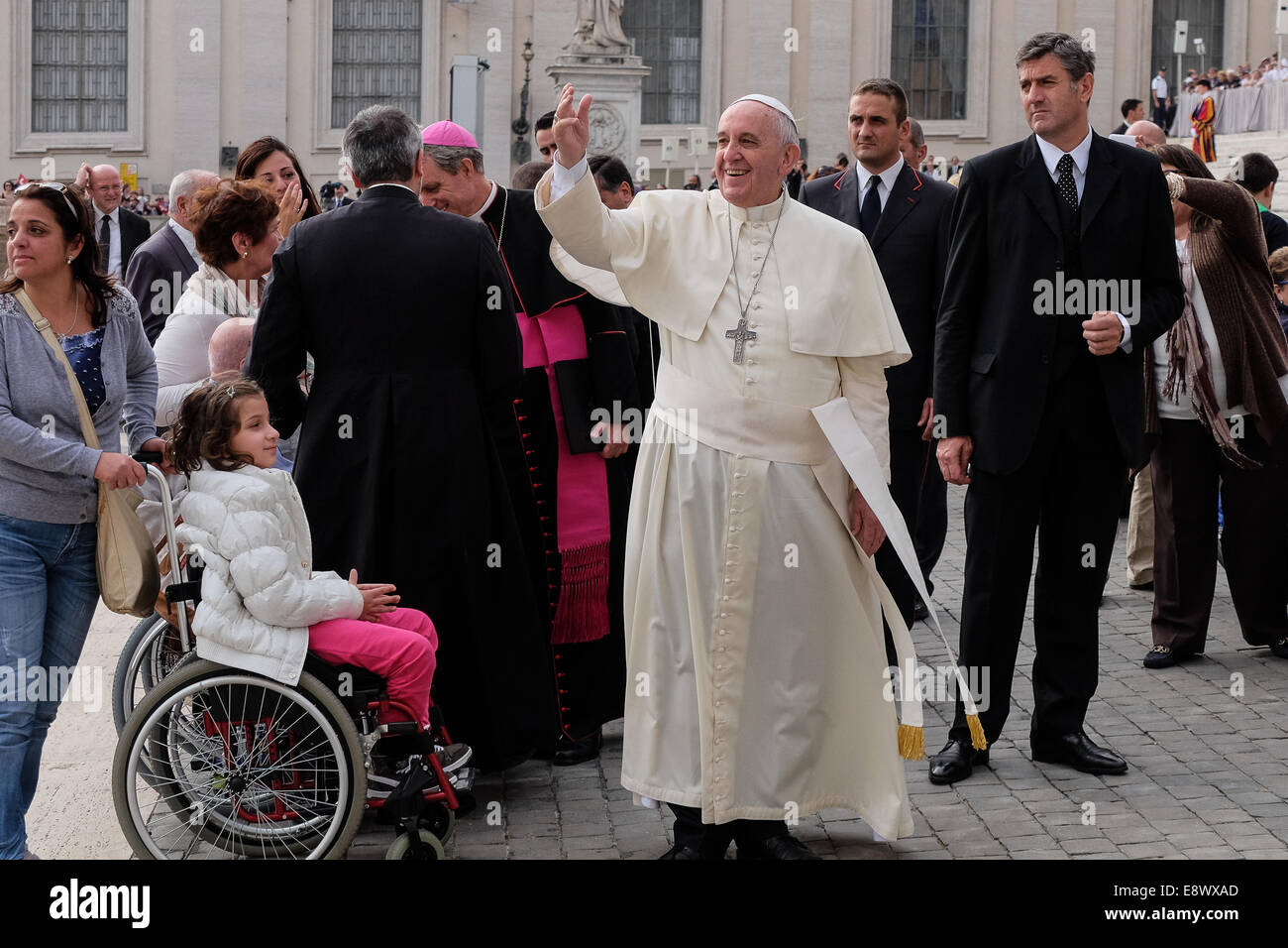 Papa Francesco, Udienza generale in Piazza San Pietro - 15 Ott 2014 Foto Stock
