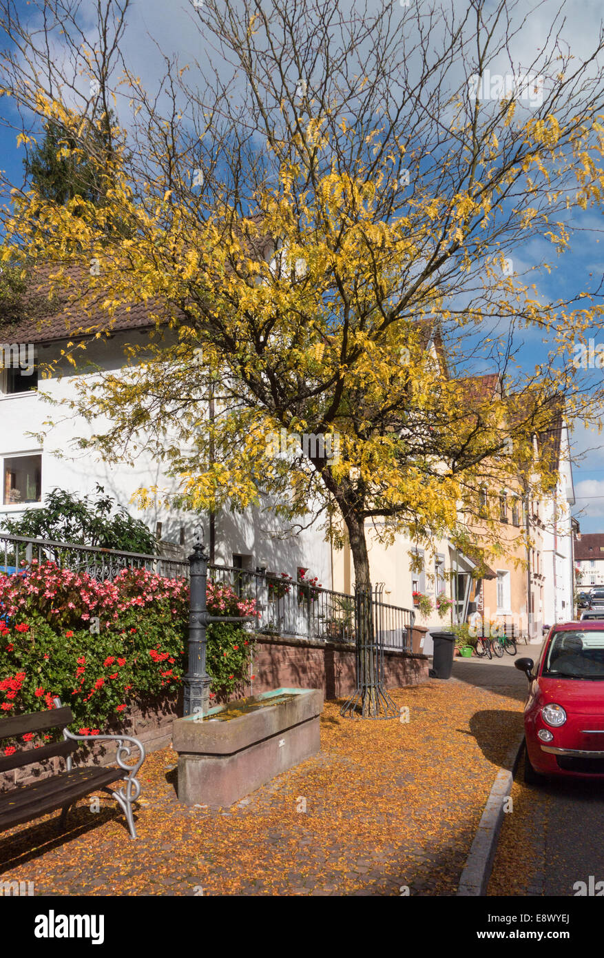 Autunno umore in una piccola città Foto Stock