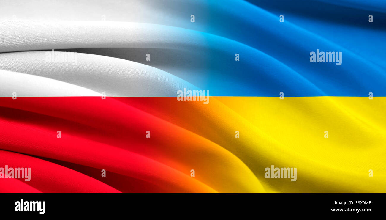 Polonia e Ucraina. Le relazioni tra i due paesi. Immagine concettuale. Foto Stock