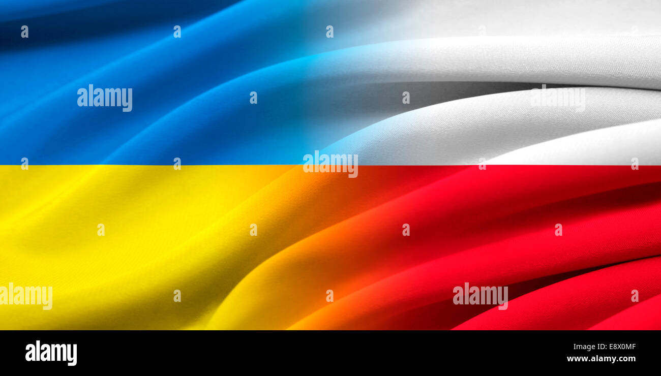Polonia e Ucraina. Le relazioni tra i due paesi. Immagine concettuale. Foto Stock