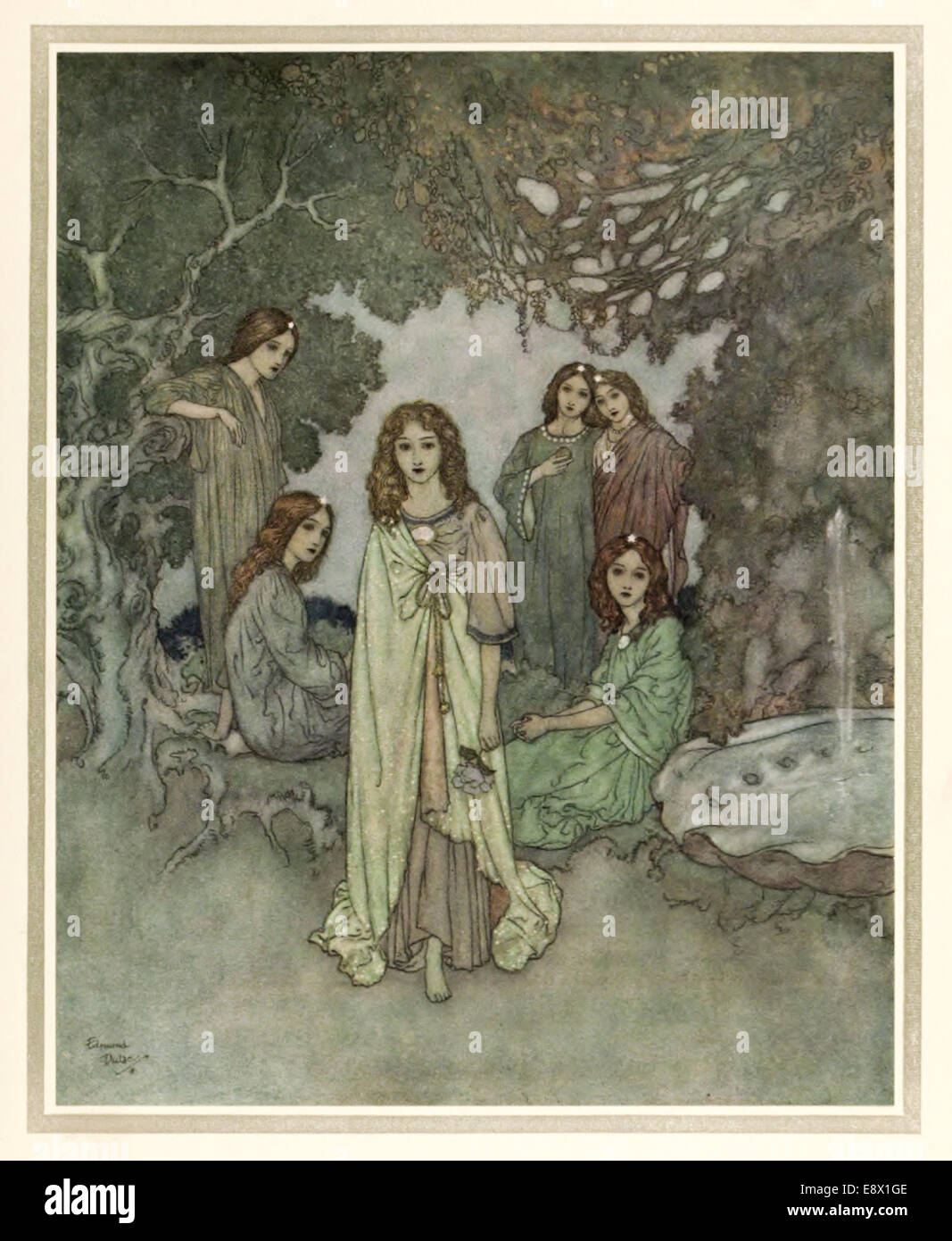 Il Giardino del Paradiso - Edmund Dulac illustrazione da "Stories da Hans Andersen". Vedere la descrizione per maggiori informazioni. Foto Stock