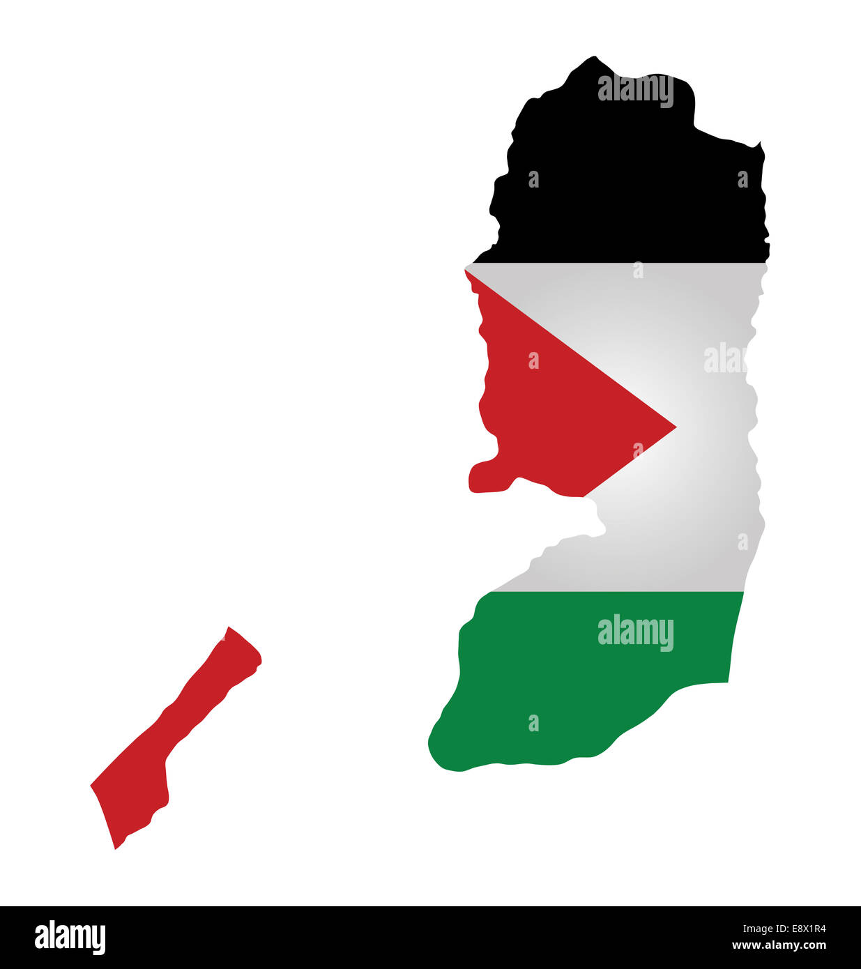 Bandiera di Stato di Palestina sovrapposto sulla mappa di contorno Foto Stock
