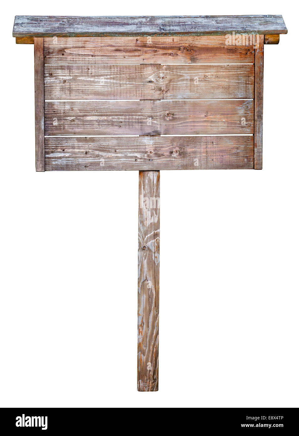 Marrone Vintage cartello in legno isolato su sfondo bianco. Il file contiene un percorso di clipping. Foto Stock