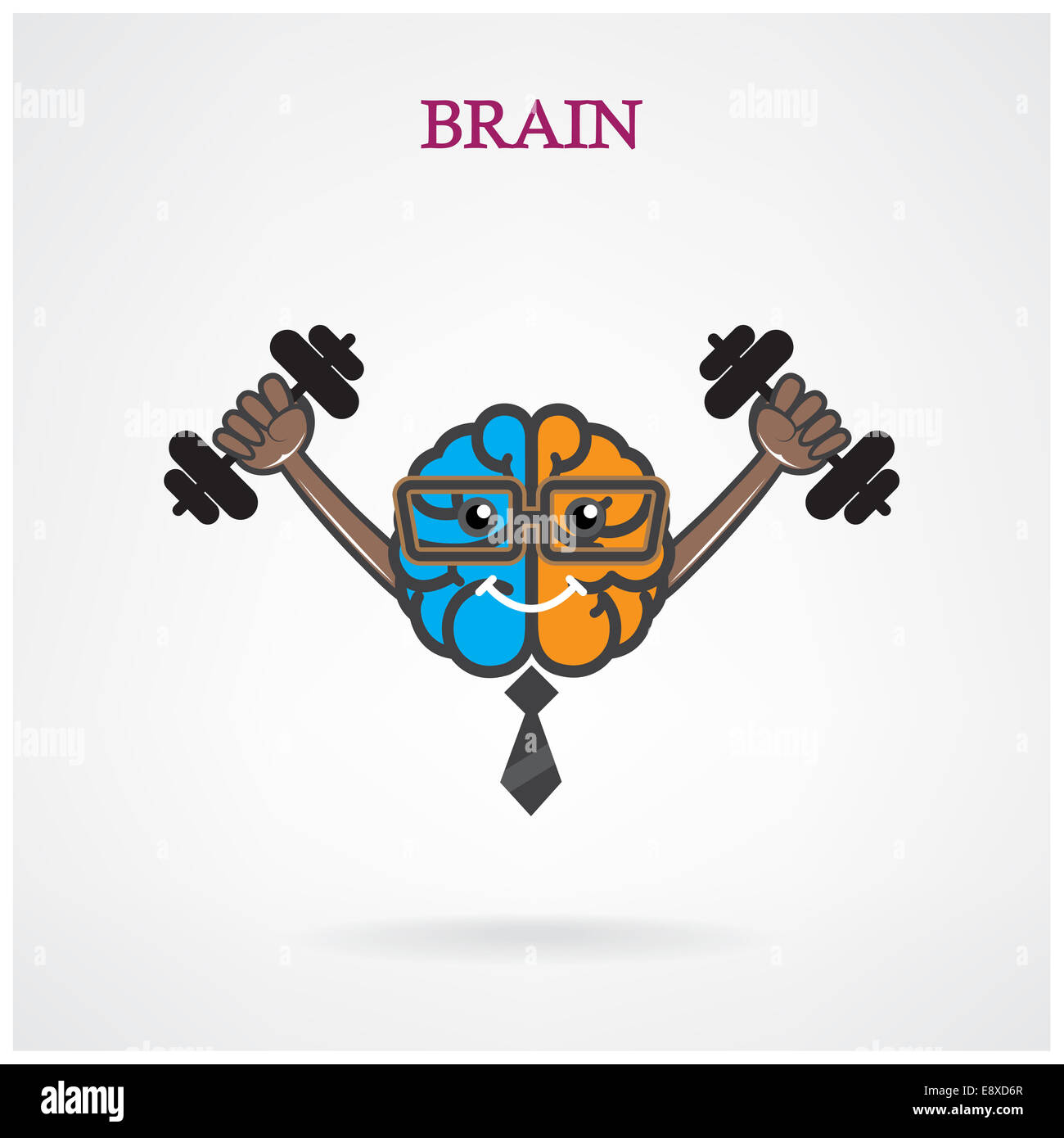 Creative a sinistra e a destra il cervello a segno con il barbell sullo sfondo ,design per poster coperchio flyer brochure.idea di istruzione Foto Stock