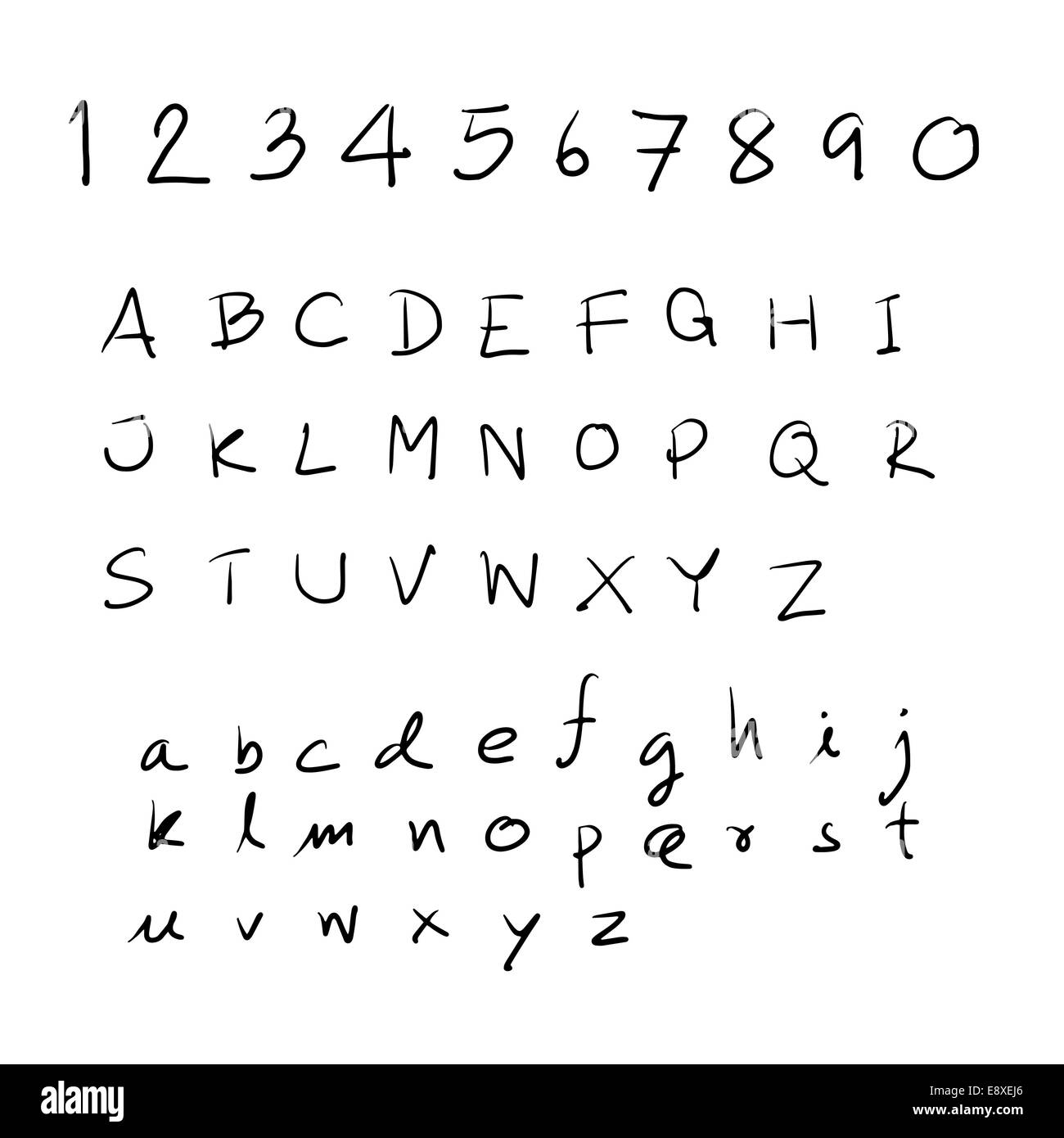 Schizzo alfabeto disegnato a mano. Foto Stock