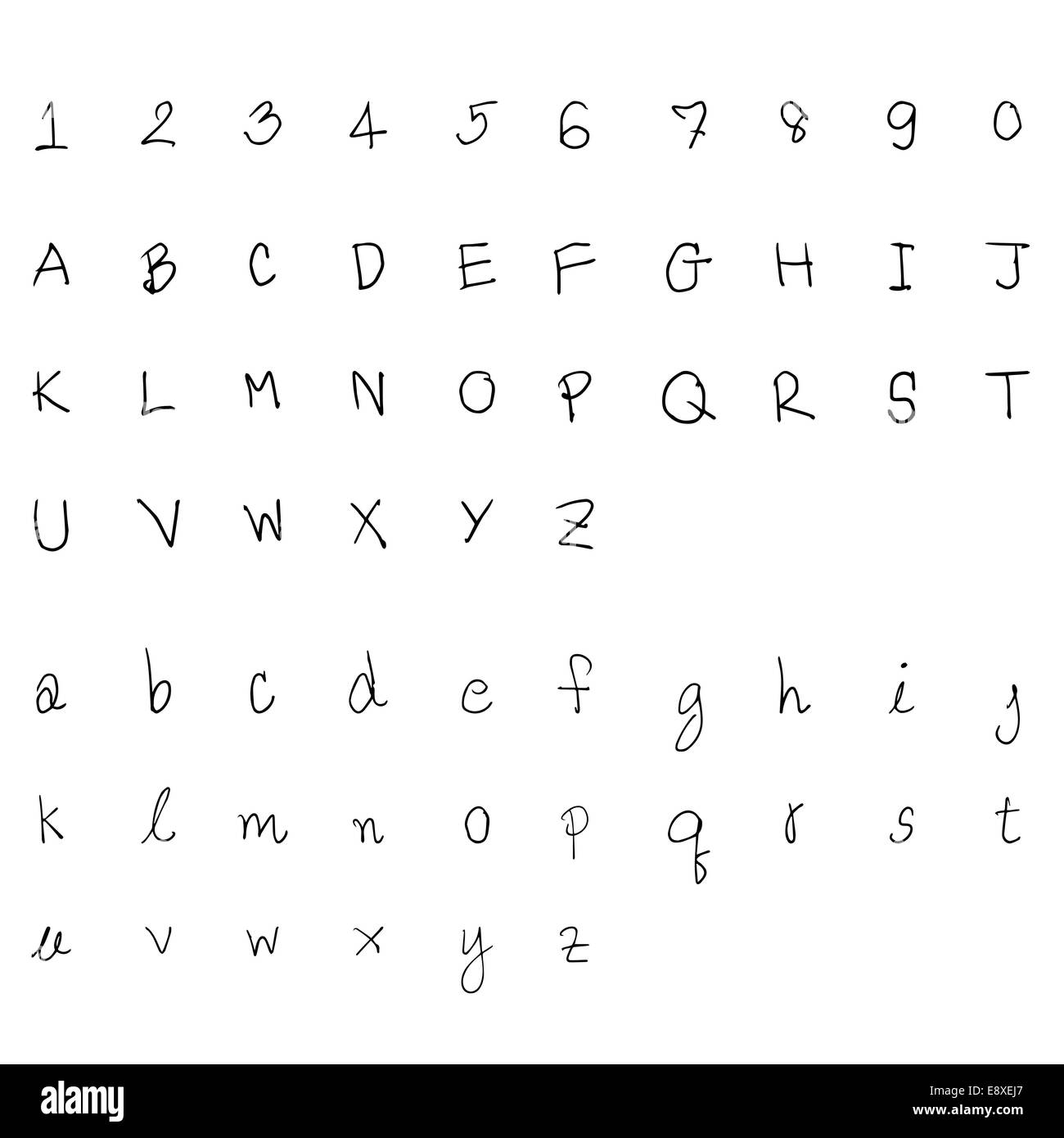 Schizzo alfabeto disegnato a mano. Foto Stock