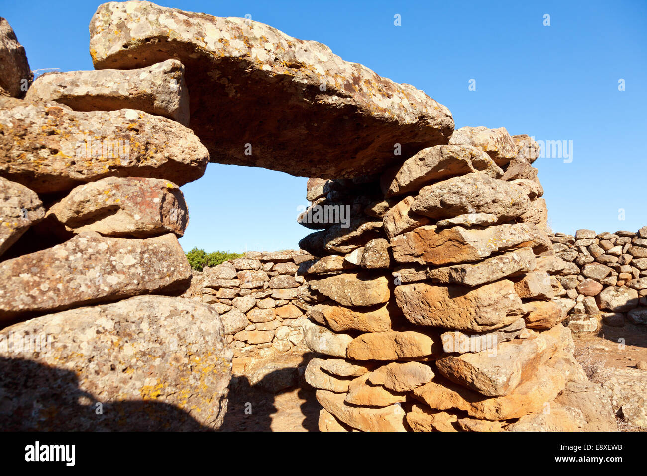 Antica megalitico di Serra Orrios villaggio nuragico in Sardegna, Italia Foto Stock