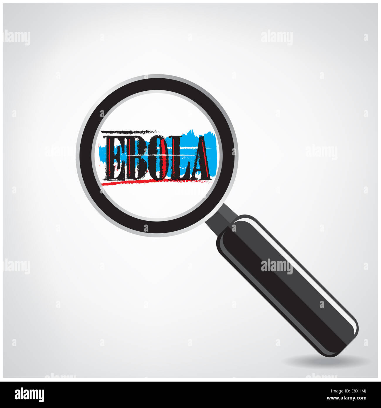 La ricerca di Ebola segno o lente di ingrandimento simbolo sul background. Foto Stock