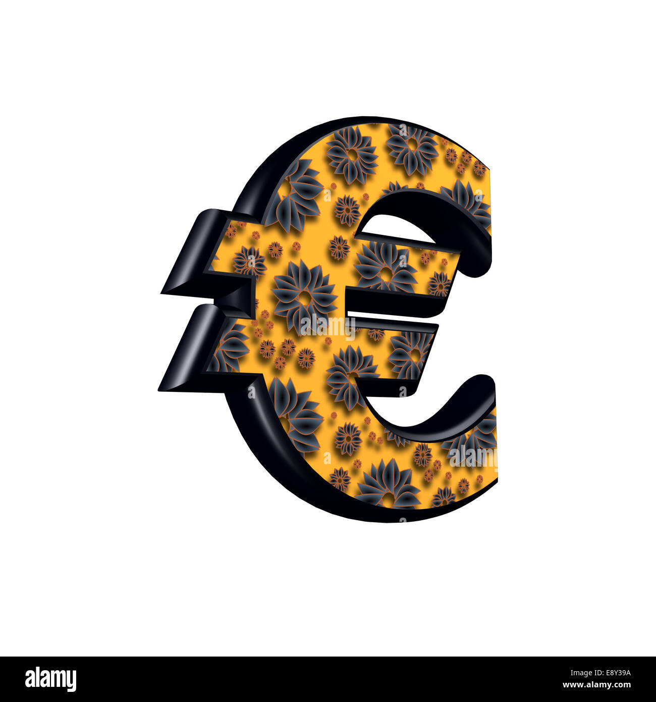 3d simbolo della valuta con disegno floreale - euro Foto Stock