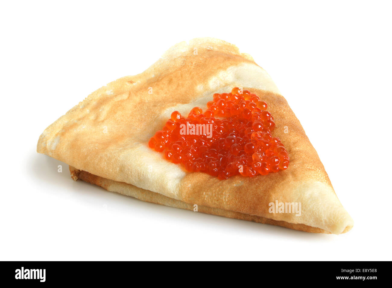 Frittelle con caviale rosso Foto Stock