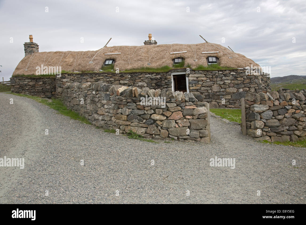 Blackhouse Gearannan Village Carloway isola di Lewis Ebridi Esterne della Scozia Foto Stock