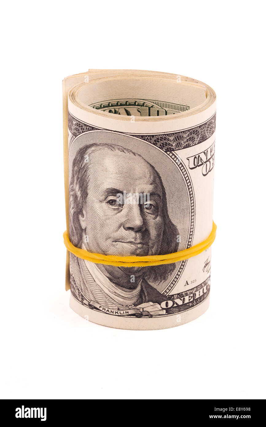 Arrotolate il denaro americano Foto Stock