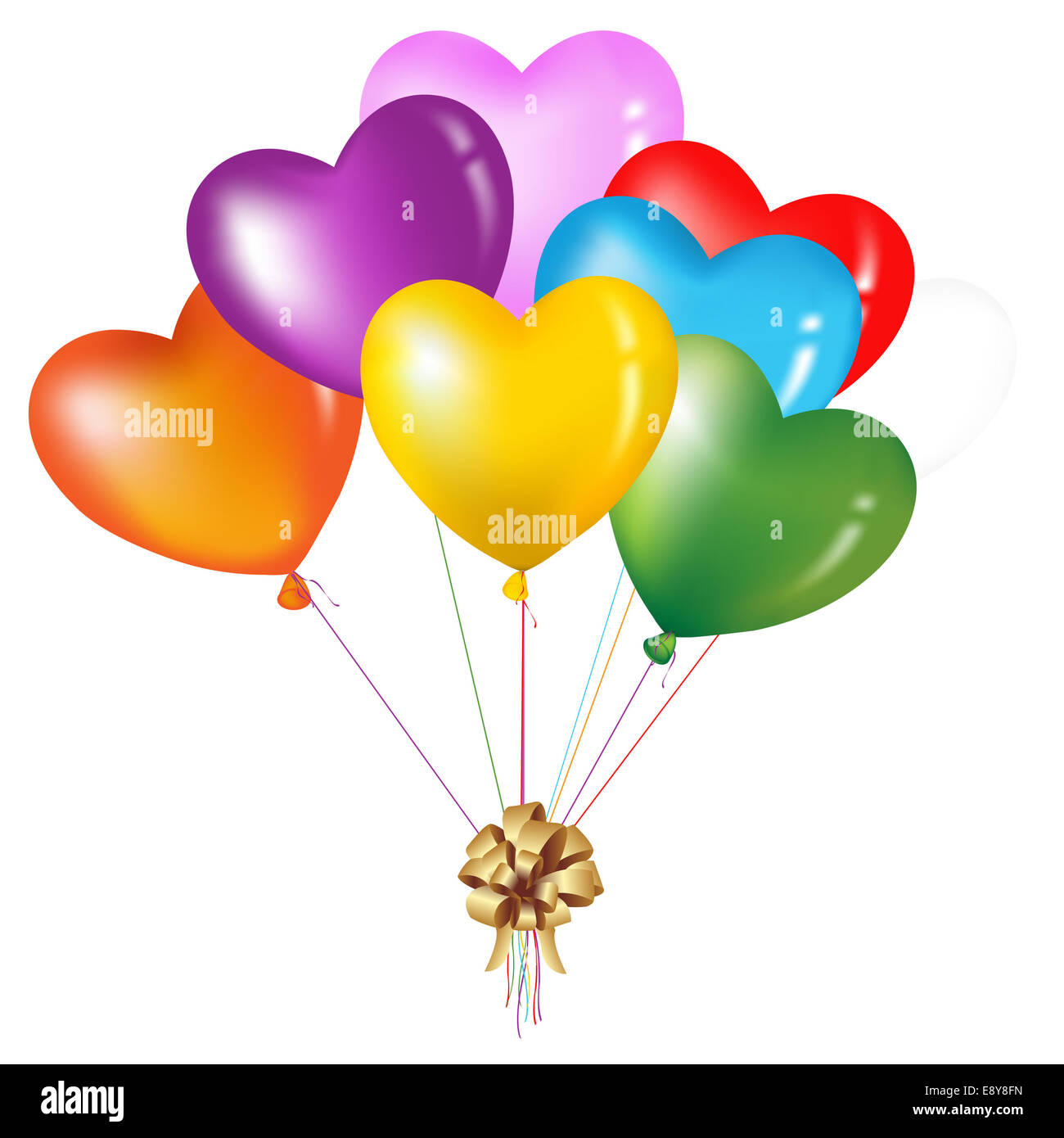 Mazzetto di coloratissimi forma di cuore palloncini Foto Stock