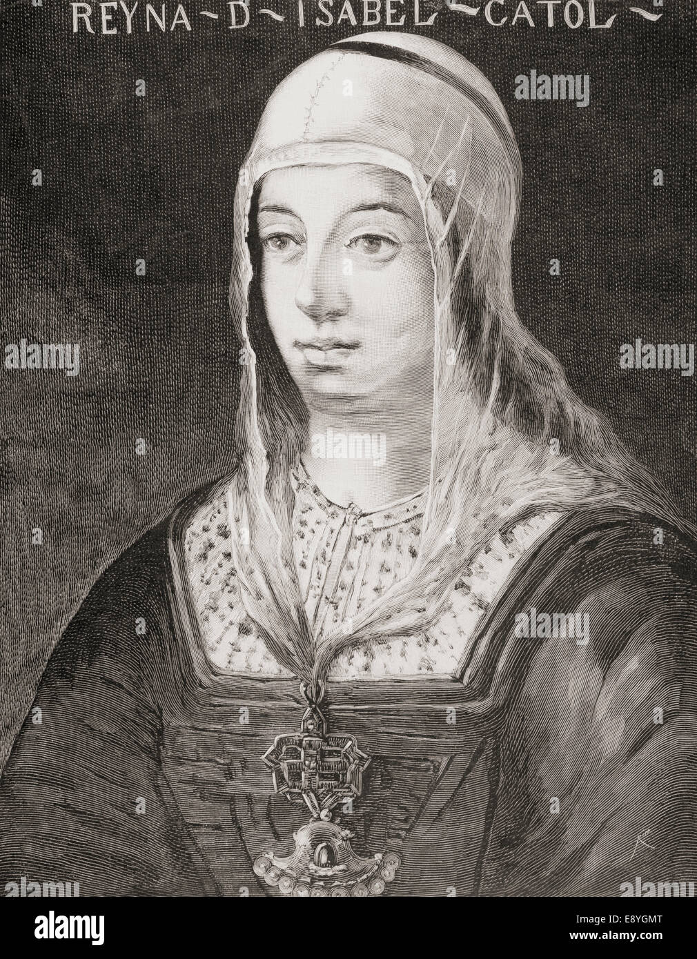 Isabella I di Castiglia, 1451 - 1504, aka Isabella la Cattolica. Regina di Castiglia e León. Foto Stock