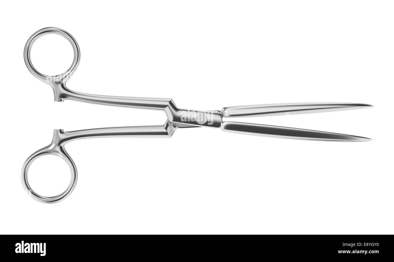 Forbici mediche su sfondo bianco Foto Stock