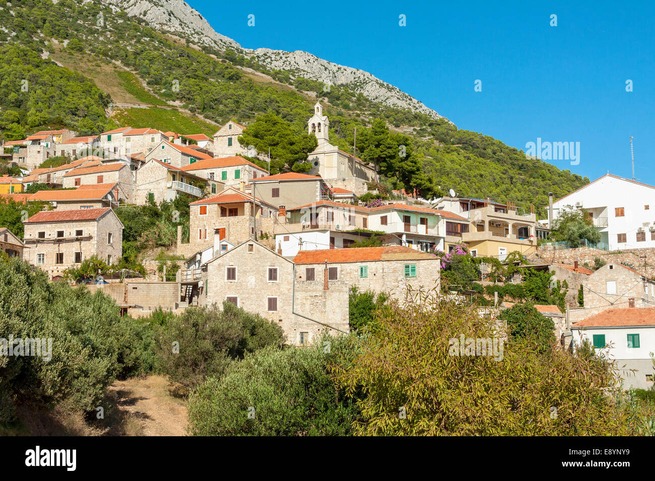 Sveta Nedilja village, isola di Hvar, Croazia Foto Stock