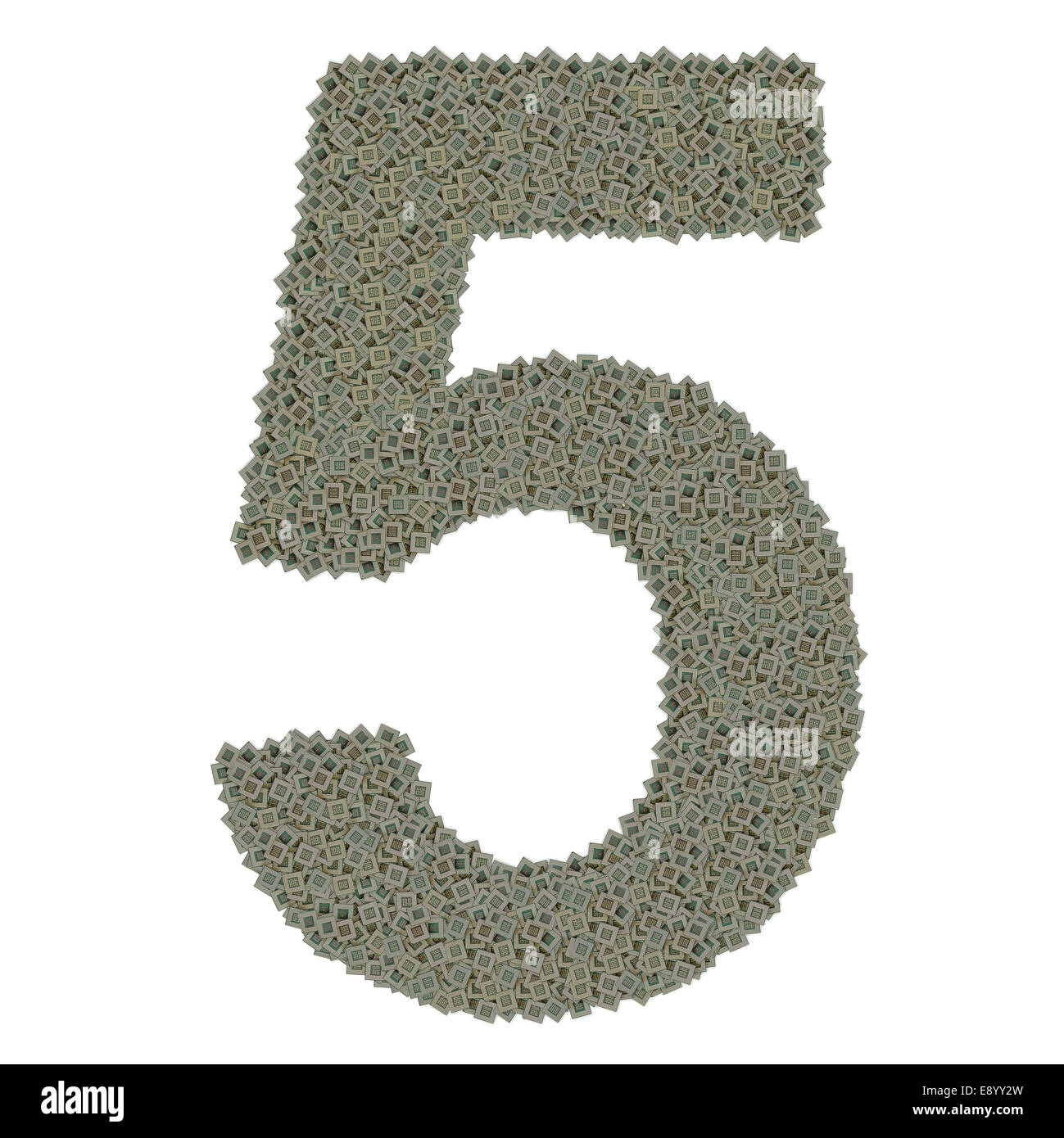 Numero 5 fatta di vecchio e sporco e microprocessori Foto Stock