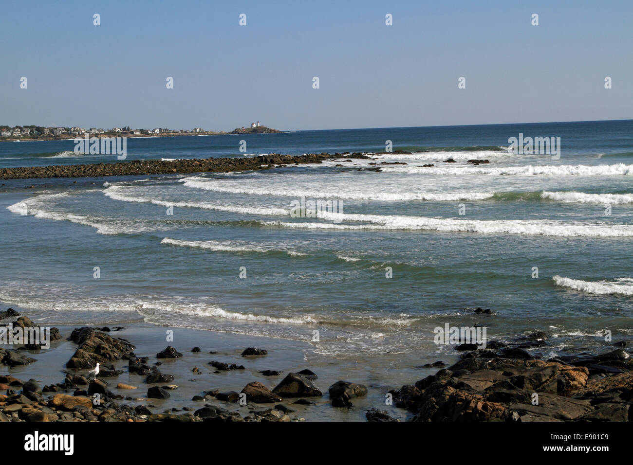 York Beach, Maine, Stati Uniti d'America. Un popolare luogo di relax e di vacanza. Foto Stock