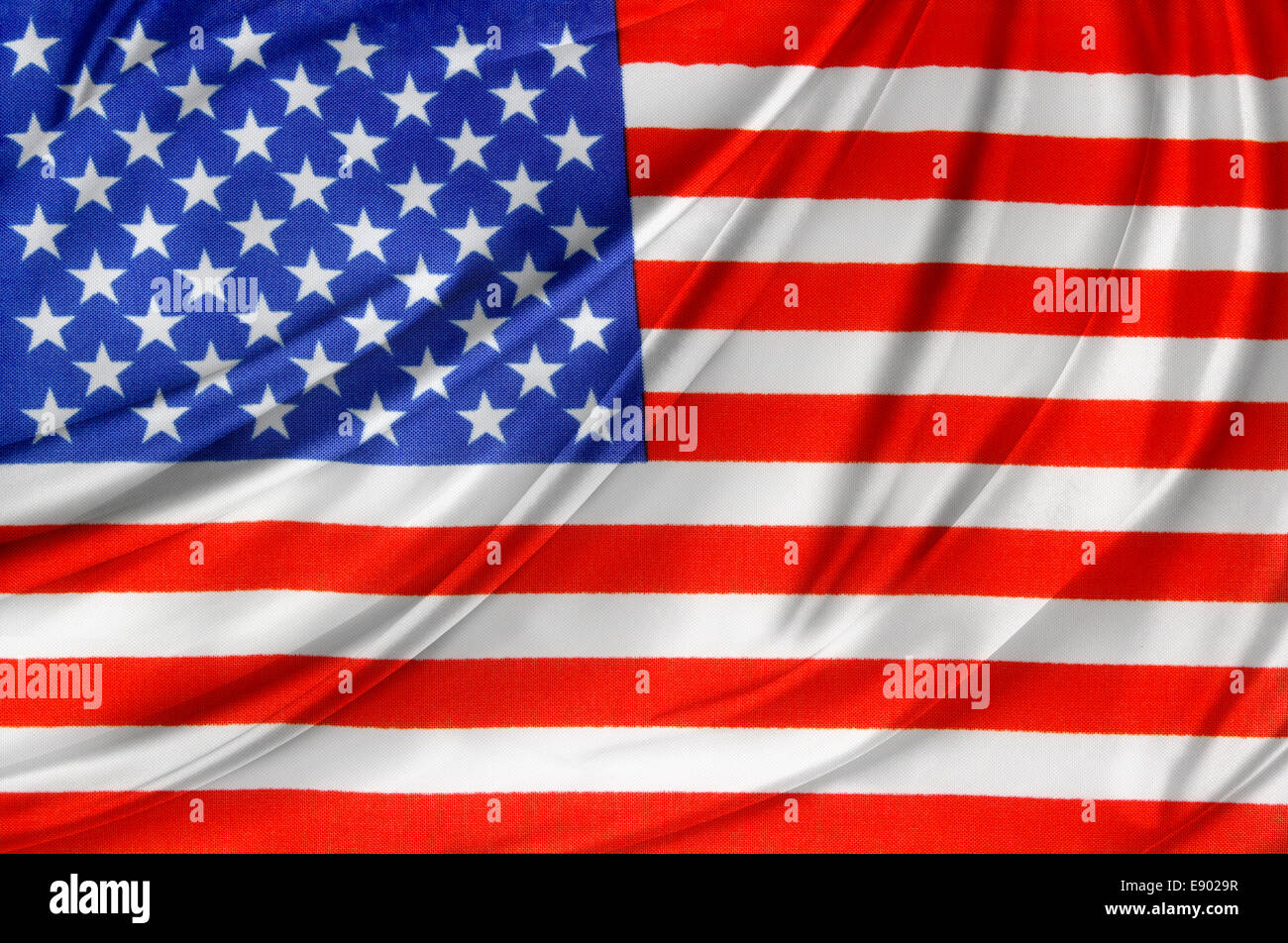 Primo piano della setosa bandiera americana Foto Stock