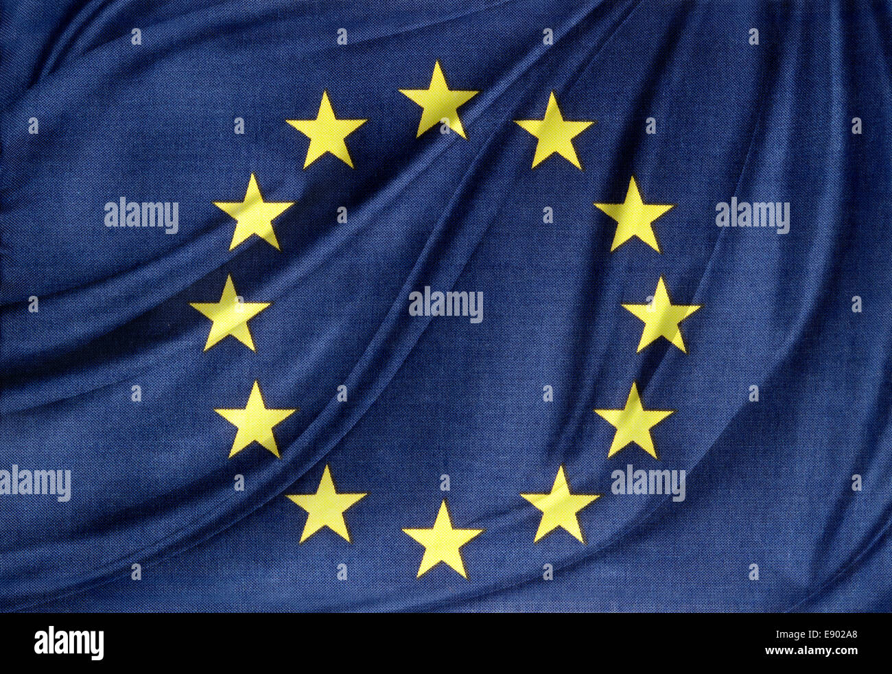 Primo piano della setosa Europa, bandiera dell'Unione europea Foto Stock