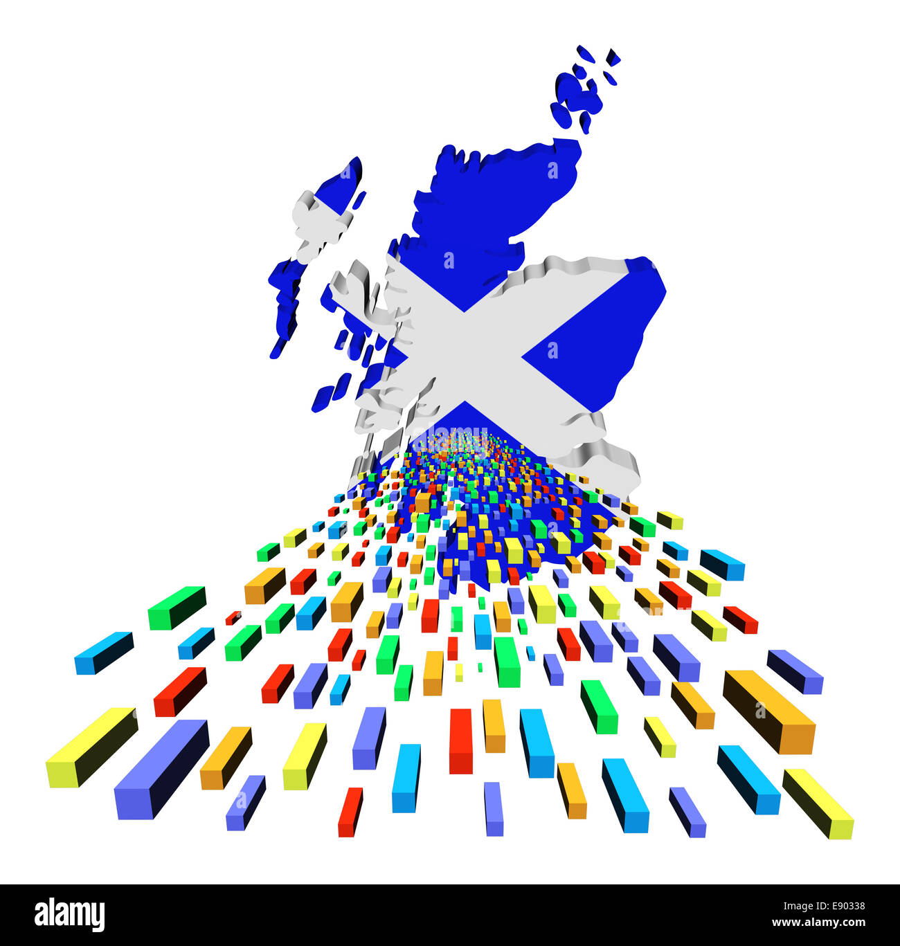 Mappa della Scozia bandiera con contenitori illustrazione Foto Stock