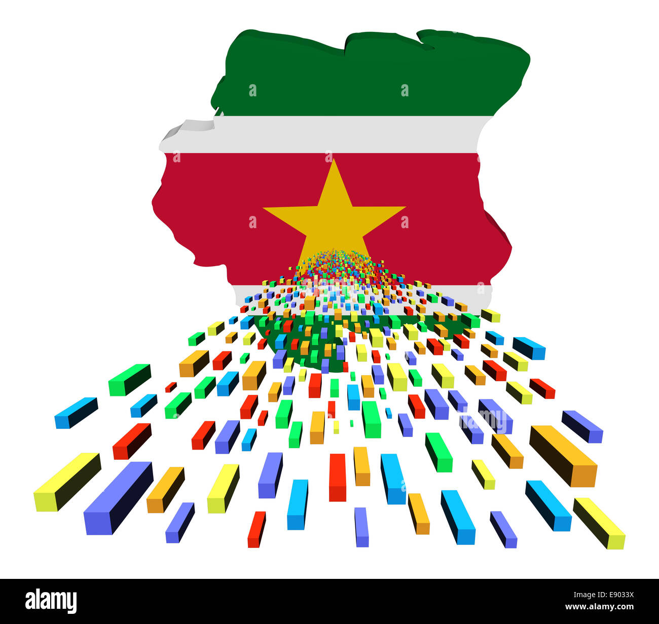 Mappa di suriname bandiera con contenitori illustrazione Foto Stock