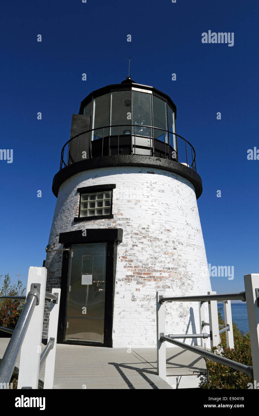 Gufi luce di testa che si trova in corrispondenza della apertura di Rockland Harbour e Western Penobscot Bay, gufi Testa, Maine, Stati Uniti d'America Foto Stock