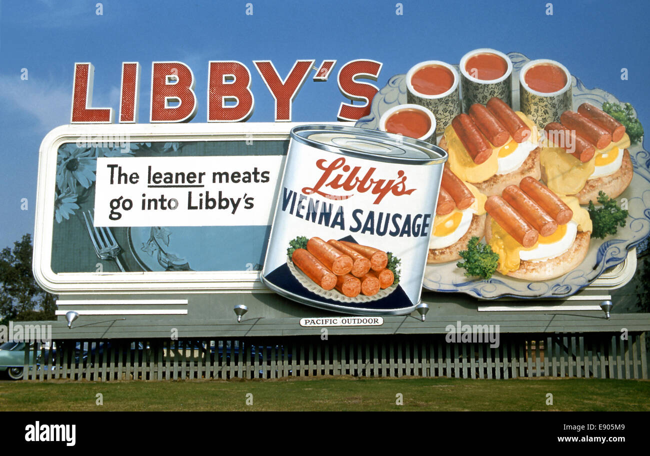 Affissioni promuovere Libby di conserve di prodotto insaccato circa 1955 Foto Stock