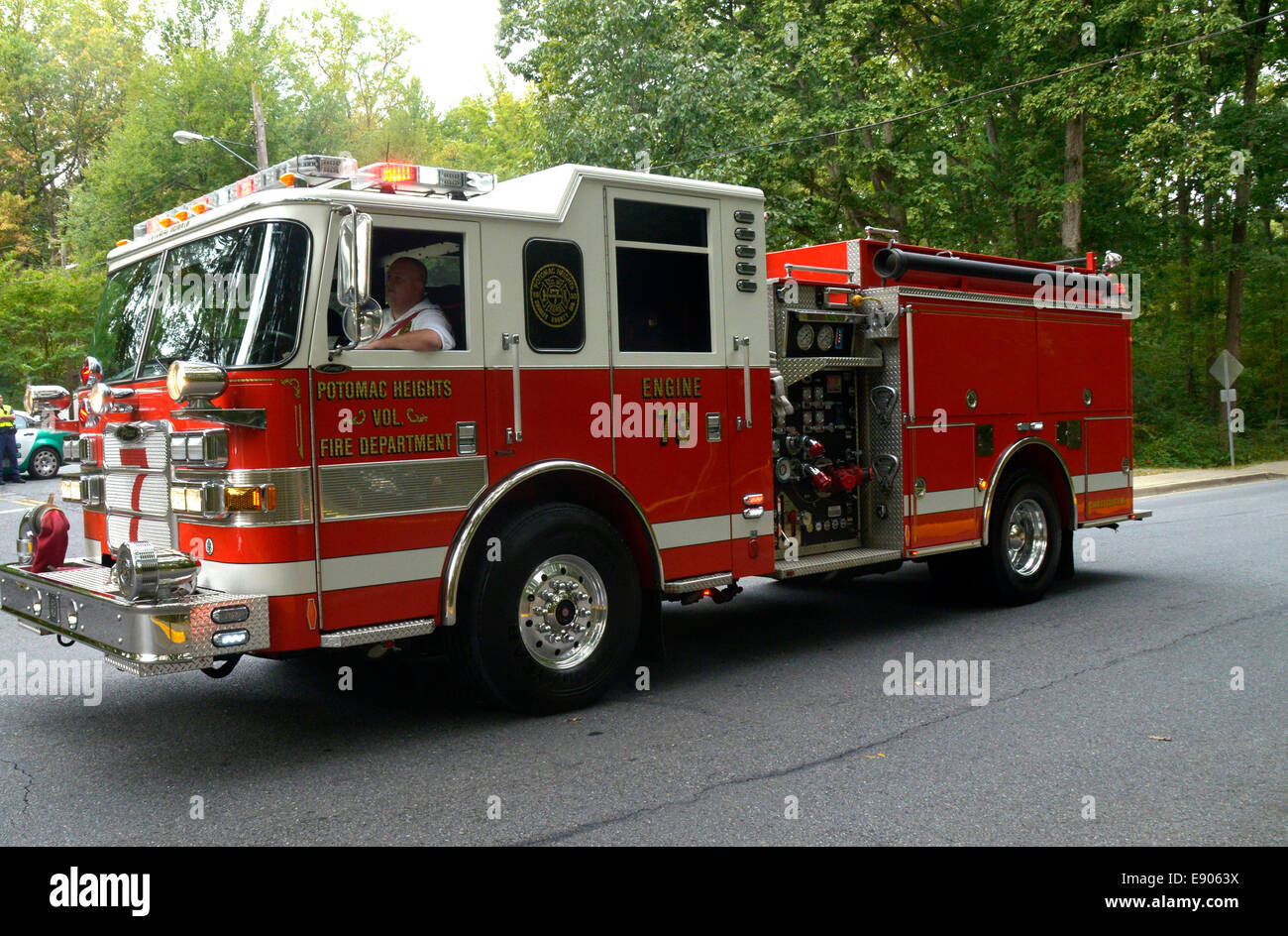 Camion dei pompieri da Potomac altezze dei Vigili del Fuoco Foto Stock