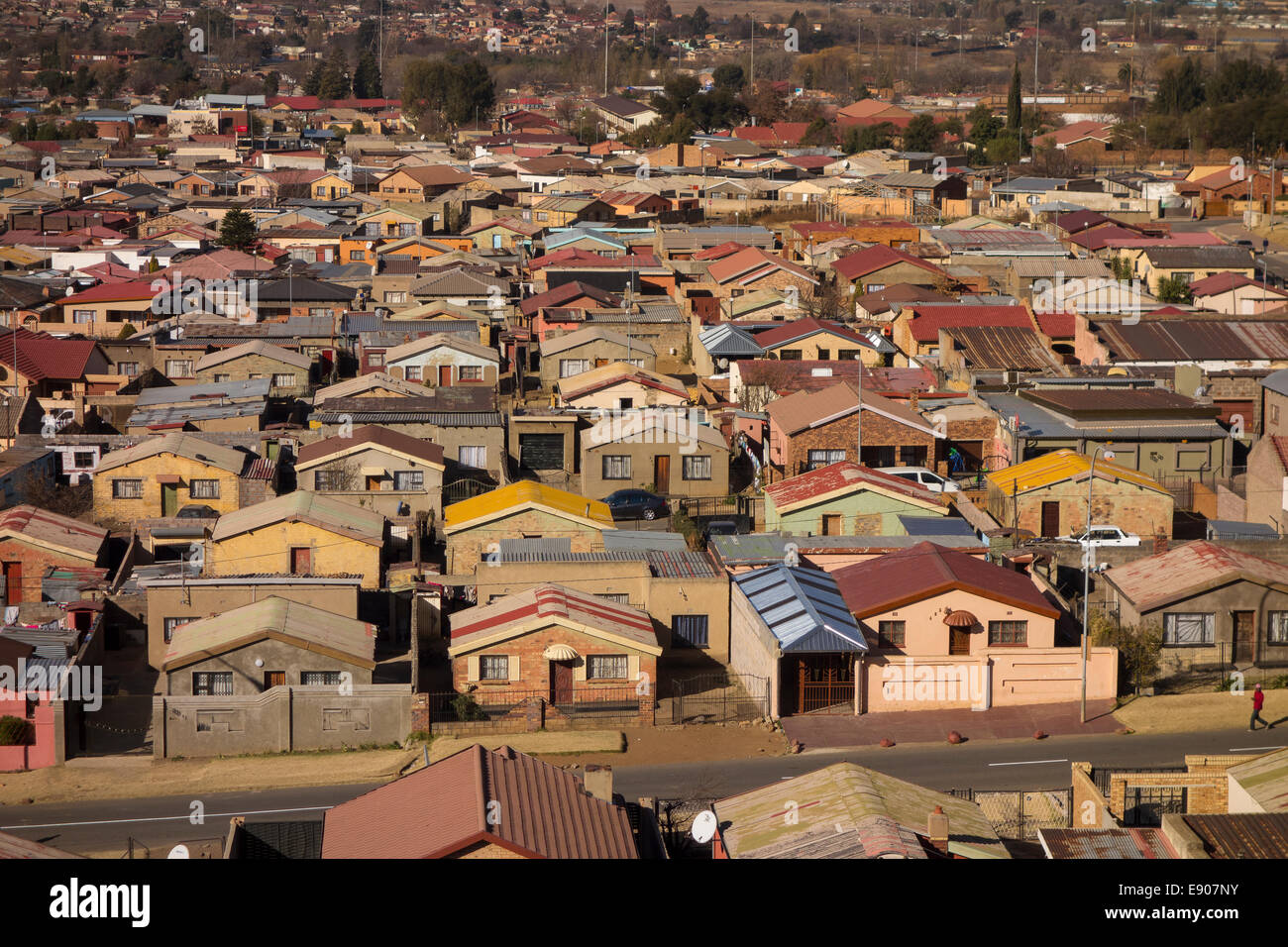 SOWETO, Johannesburg, Sud Africa - Vista del Jabulani quartiere di Soweto township. Foto Stock