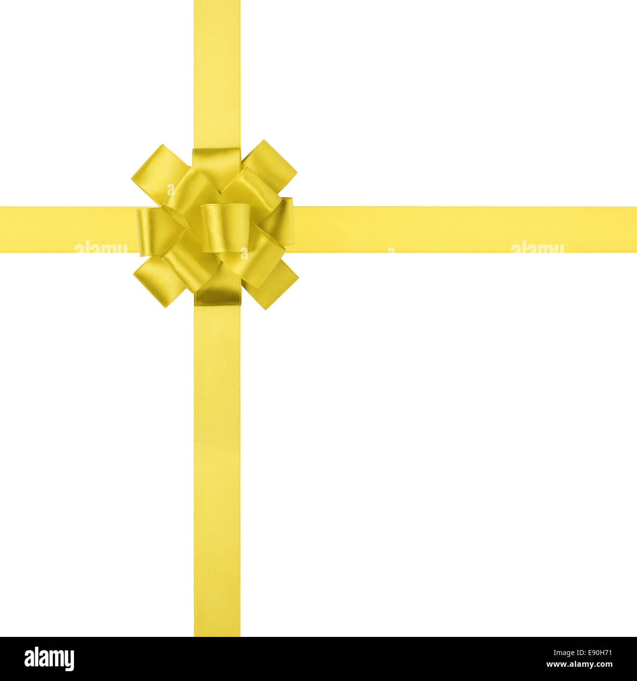 Composizione per il presente o il regalo con nastro giallo bow, isolato su bianco Foto Stock