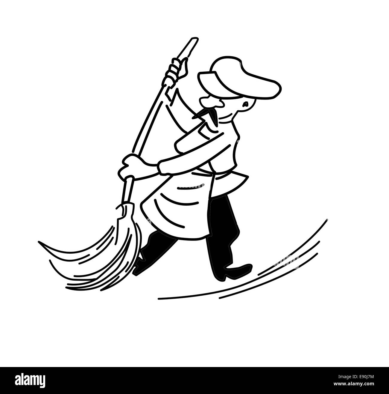 R disegno vecchio custode su sfondo bianco Foto Stock