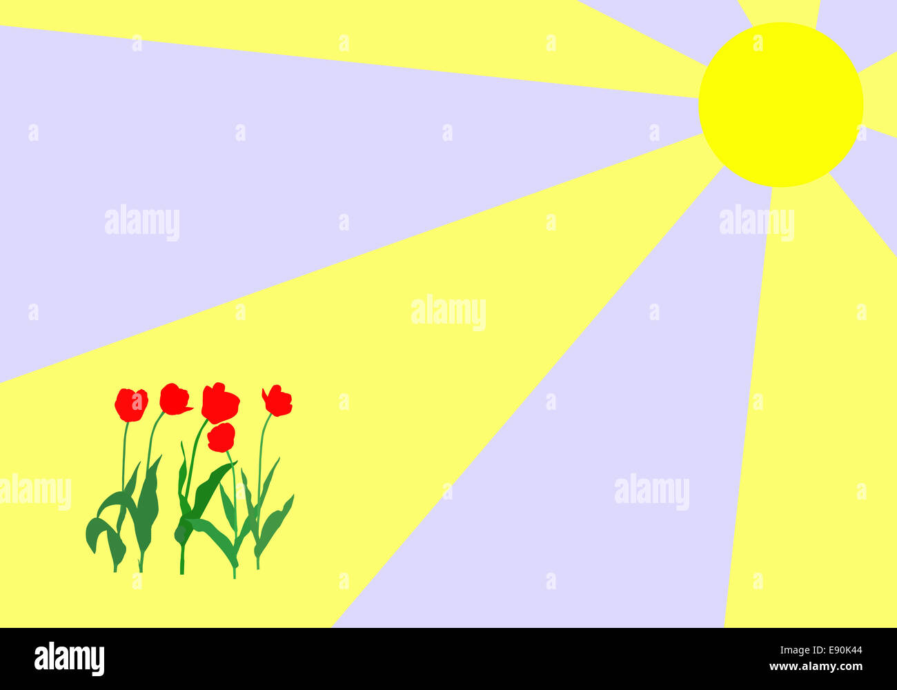 Illustrazione tulip illuminato sun Foto Stock